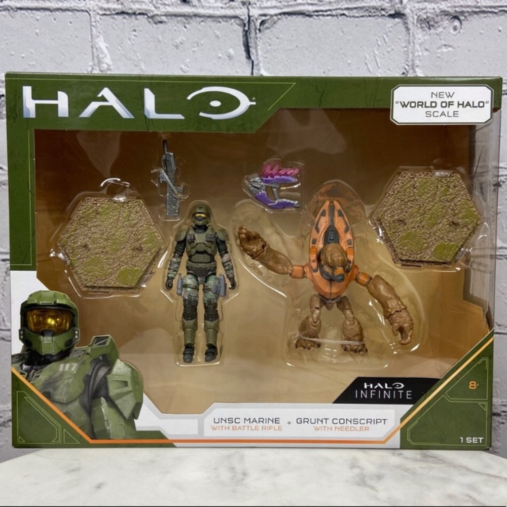 World Of Halo Infinite UNSC Marine VS Grunt Conscript Action Figure Play Set NEW